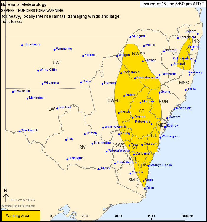 Bureau of Meteorology warning map