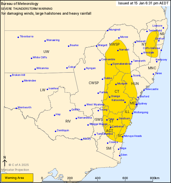 Bureau of Meteorology warning map