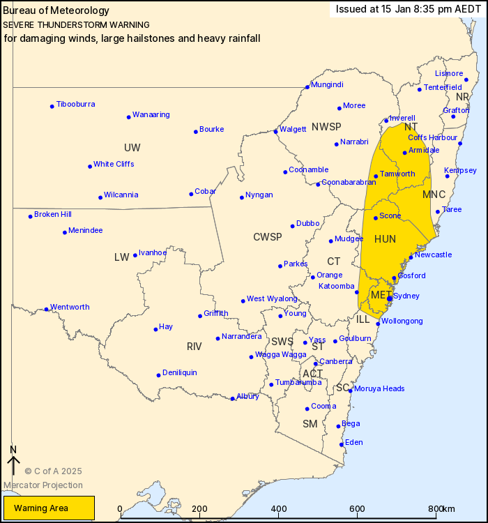 Bureau of Meteorology warning map