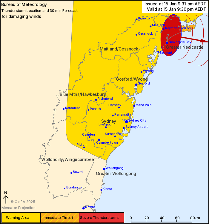 Bureau of Meteorology warning map