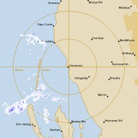 Live Carnarvon Weather Radar - 128km - Rain Rate
