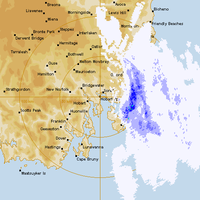 Live Hobart Airport Weather Radar - 128km - Rain Rate