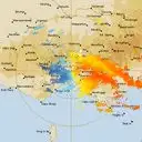 Live Melbourne Weather Radar - 128km - Doppler Wind